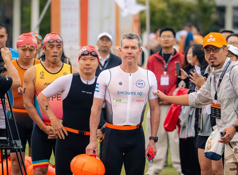 Athletes before the swim